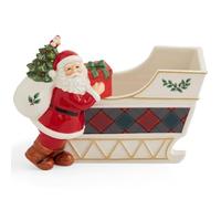 Spode Christmas Tree Santa Sleigh Candy Jar - 8-Inch Christmas Candy Storage Container - Fine Dolomite Figural Santa Sleigh Snack Jar for Holiday Decor, Dessert Tables, Gift Displays