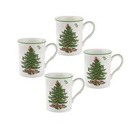 Spode Christmas Tree Set of 4 Mugs, White, Green