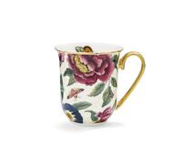 Spode Creatures of Curiosity Coffee Mug - Cream Floral Fine China White Mug with 22-Carat Gold Detailing, Presented in a Giftable Box, Suitable for Tea or Coffee, 340ml