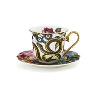 Spode Creatures of Curiosity Fluted Tea Cup and Saucer - Snake/Black