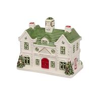 Spode Dolomite Christmas Collectible - Ceramic LED Lighted Miniature Christmas Village Set with Figural Decoration - Indoor Display