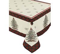 Spode - Fabric Tablecloth, Holiday Home Decor Christmas Tree Tartan Collection, 52" x 70"