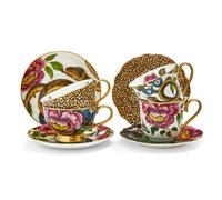 Spode Floral Teacup & Saucer with Creatures of Curiosity Pattern -Multicolor