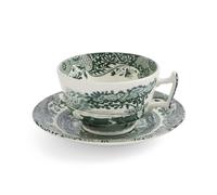 Spode - Heritage Green Italian Teacup With Saucer, Green - White