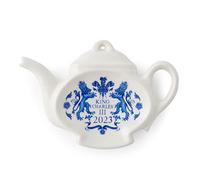 Portmeirion Home & Gifts Spode King Charles III Coronation Tea Bag Tidy, Blue & White Pattern UK made, 14cm x 10cm