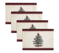 Spode - Placemats, Holiday Home Decor, Set of 4 Christmas Tree Tartan Collection