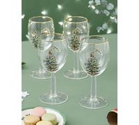 Spode Set of 4 Christmas Tree Wine Glasses Multi