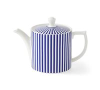 Spode Steccato 37 oz Ceramic Teapot, Blue Stripe Accent - Microwave & Dishwasher Safe Teaware for Hosting Brunch, Serving Afternoon Tea, or Enjoying a Cozy At-Home Tea Ritual