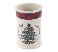 Spode - Tumbler, Countertop Accessories, Guest Bathroom Essentials, Holiday Home Decor Christmas Tree Tartan Collection