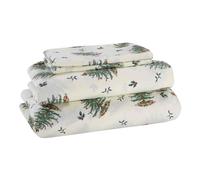 Spode - Twin Sheets, 3-Piece Set with Matching Pillowcase, Cozy Holiday Decor Christmas Tree Ivory, Twin