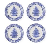 Spode x Blue Italian 4-Piece Dinner Plate Set (27cm) - Classic Blue & White Earthenware Plates, Elegant Christmas Tableware for Festive Dining and Year-Round Use