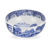Spode x Blue Italian Round Bowl - Versatile Ceramic Bowl Suitable for Soups, Salads, or Desserts, Stylish, Durable Made in England Earthenware, Microwave & Dishwasher Safe, 27.5cm