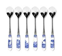 Spode x Blue Italian Set of 6 Tea Spoons - White & Blue Teaspoons, Stainless Steel with Porcelain Handles, Suitable for Tea, Coffee, or Dessert, Stylish and Gift-Ready, 15cm