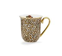 Spode x Creatures of Curiosity Coffee Mug - Leopard Print Design with Luxe Gold Handle, Fine China Mug with 22-Carat Gold Detailing, 340ml