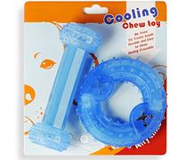 SPOFLY Puppy Teething Chew Toys - Freezable Teething Ring & Bone Set (Blue)