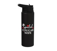 Spoiled Cougar Wife I Love Being a Cougar Mom Heart Milf Era Stainless Steel Insulated Water Bottle
