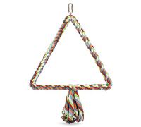 Spoiled Pet Large Triangle Cotton Bird Rope Swing Perch - Made with All Natural Materials - Safe to Climb and Chew - Great for African Grey Parrots, Cockatiels, Parakeets, and Cockatoos