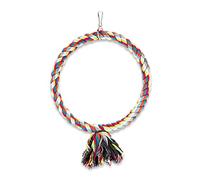 Spoiled Pet® Medium Bird Rope Perch Circle Swing Toy Multicolor 8 Inch | Natural cotton & steel rod cage accessory for Cockatiel Conure, Safe to climb, chew, relieve boredom, with metal quick link