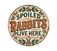 Spoiled Rabbit Lives Here Tin Sign Vintage Style Home Bar Garden Wall Plaque Decor Metal Poster 8x8 Inch