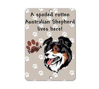 Spoiled Rotten Australian Shepherd Dog Lives Here Warning Signs Tin sign 8x12 inches