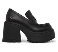 Spoiled - Women's Black Block Heel Leather Loafers