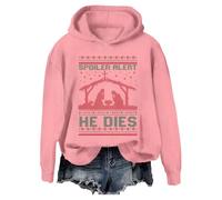 Spoiler Alert He Dies Sweatshirt Jesus Nativity Scene Ugly Christmas Sweatshirt Christian Christmas Sweater Pink
