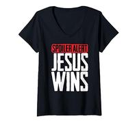 Spoiler Alert Jesus Wins Christian Religious Bible Gift V-Neck T-Shirt