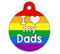 Spoilt Rotten Pets 25mm Diameter I Love My Dads Rainbow Stripe Pride Flag Dog Tag Cat Identity Disc, Cat Kitten Dog Puppy ID Tag, Pet Tag Custom Printed with Your Contact Details