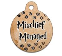 Spoilt Rotten Pets 25mm Mischief Managed Pawrauders Map Wizard Dog Tag Cat Identity Disc, ID Tag, Pet Tag Custom Printed Contact Details Small Terriers, Shi-tzu, Cockapoo