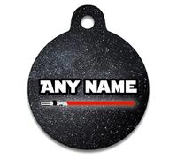 Spoilt Rotten Pets 25mm Red Light Saber Star Paws Sci Fi Space Fans Dog Cat Identity Disc, Cat Kitten Dog Puppy ID Tag, Custom Printed with Your Contact Details