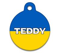 Spoilt Rotten Pets 31mm Medium Ukraine Flag Disc, Pet Identity Cat Kitten Dog Puppy ID Tag, Custom Printed with Your Contact Details (31mm Medium)