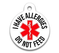 Spoilt Rotten Pets 38mm Allergies Do Not Feed Sword & Snake Rod of Asclepius Dog Tag Cat Identity Disc, ID Tag, Pet Tag Custom Printed Engraved Large GSD, Husky & Chow Chow