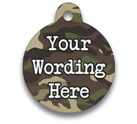 Spoilt Rotten Pets 38mm Green Khaki Military Camo Style Army Veteran Camouflage Dog Tag Cat Identity Disc, Cat Kitten Dog Puppy ID Tag, Pet Tag Custom Printed with Your Contact Details