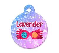 Spoilt Rotten Pets 38mm Luna Glasses with & Wizard Pink Dog Tag Cat Identity Disc, ID Tag, Pet Tag Custom Printed Contact Details (38mm Large GSD, Husky & Chow Chow)