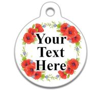 Spoilt Rotten Pets 38mm Poppy Wreath Remembrance Veteran Poppy Dog Tag Cat Identity Disc, ID Tag, Pet Tag Custom Printed with Your Contact Details (38mm Large GSD, Husky & Chow Chow)