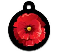Spoilt Rotten Pets 38mm Red Poppy Flower Remembrance Veteran Poppy Dog Tag Cat Identity Disc, ID Tag, Pet Tag Custom Printed with Your Contact Details Large GSD, Husky & Chow Chow