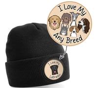 Spoilt Rotten Pets Any Dog Breed & Name or Names Added Stylish Black Beanie Hat, Soft Touch Double Layer Knit For Extra Warmth