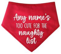 Spoilt Rotten Pets 'Any Name Is Too Cute For The Naughty List' Personalised Christmas Festive Custom Dog Bandana, Xmas Fancy Dress Gift For Dogs