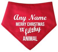 Spoilt Rotten Pets Any Name, Merry Christmas You Filthy Animal Personalised Funny Christmas Festive Custom Dog Bandana, Xmas Fancy Dress Gift For Dogs