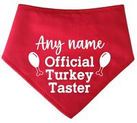Spoilt Rotten Pets 'Any Name Official Turkey Taster' Personalised Christmas Festive Custom Dog Bandana, Xmas Fancy Dress Gift For Dogs