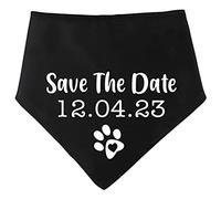 Spoilt Rotten Pets Black S3 Save The Date - Personalise With Your Wedding Day - Cute Wedding Announcement Dog Bandana - Costume Fancy Dress For Dogs (S3 Medium Dogs, Labs, Staffies & Springers)
