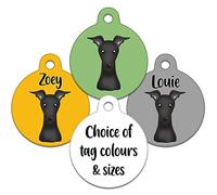 Spoilt Rotten Pets Black Whippet Sighthound Pet Identity Dog Tag Custom Printed with Your Contact Details