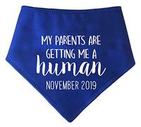 Spoilt Rotten Pets Blue My Parents Are Getting Me A Human Customised With Date Dog Bandana - For Dogs Baby Showers & Announcement Reveal (S4 Ex Large Dog Husky, Alsatian & Chow)