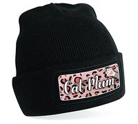 Spoilt Rotten Pets Dog & Cat Lovers Range Cat Mum with Paw Stylish Black Beanie, Soft Touch Acrylic Hat. Double Layer Knit for Extra Warmth