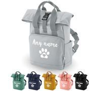 Spoilt Rotten Pets Dog Rucksack Rolltop Backpack Custom Personalised With Any Name or Wording & Heart Paw Motif For Pet Accessories Storage, Overnight, Holiday, Walking, Travel Backpack