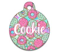Spoilt Rotten Pets Doughnut Pink & Mint Green Pet Identity Cat or Dog Tag Donut Design Custom Printed with Your Dog or Cats Name & Contact Details