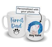 Spoilt Rotten Pets Ferret Dad Watersplash Personalised Photo Mug with Your Ferret's Name or Name's Custom Name Mug, Father's Day, Birthday Ferret Lover