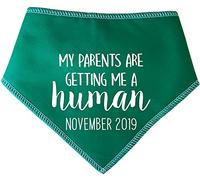 Spoilt Rotten Pets Green My Parents Are Getting Me A Human Customised With Date Dog Bandana - For Dogs Baby Showers & Announcement Reveal (S3 Medium Dogs, Labs, Staffies & Springers)