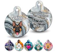 Spoilt Rotten Pets Marbled Ink Design Dog Choice of Dog Breed Design Pet Identity Dog Tag Custom Printed with Your Contact Details