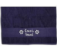 Spoilt Rotten Pets Midnight BLUE Dog Bath Towel Personalised Pet Towel Any Name or Wording 100% Cotton Dog Pet Towel